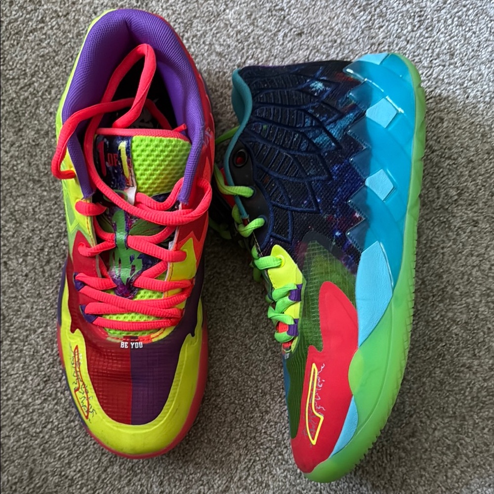 Puma Red and Yellow Athletic Shoes with Bold Design